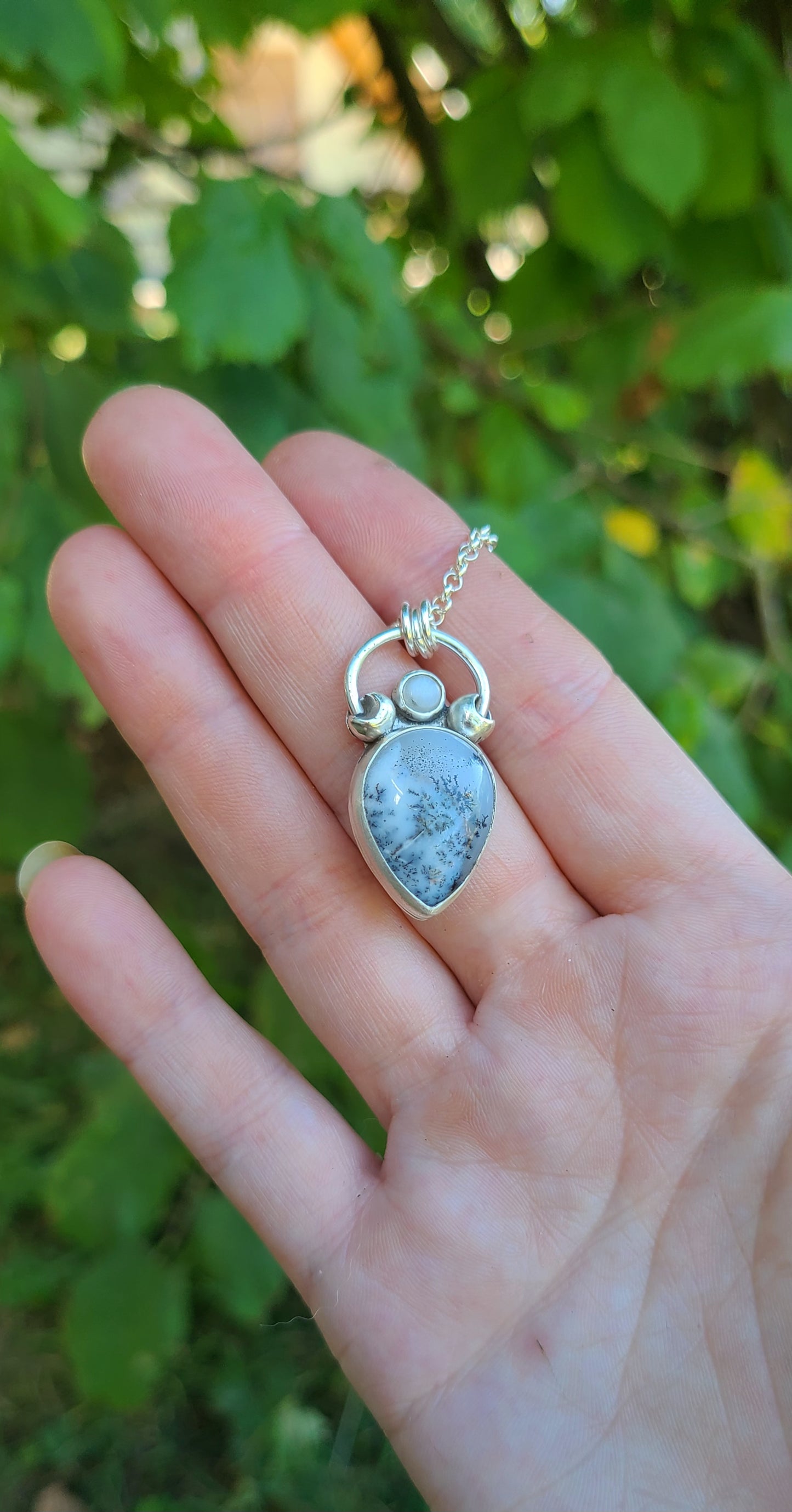 Collier Cycle de lune Agate Dentritique
