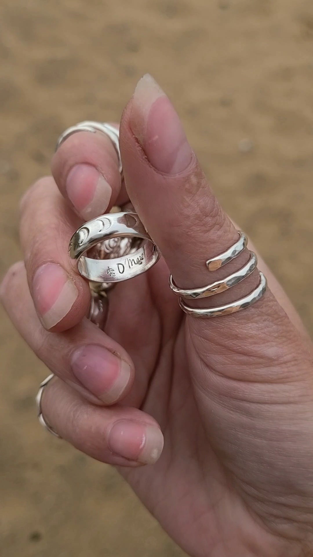 Bague Phases de lune (bombée)