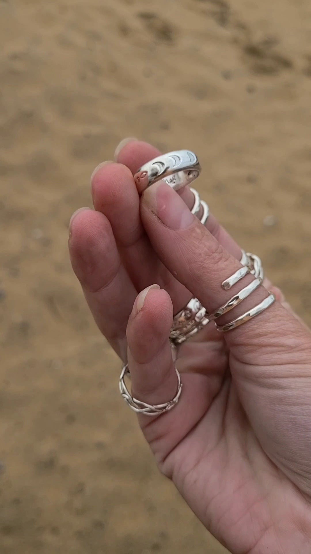 Bague Phases de lune (bombée)