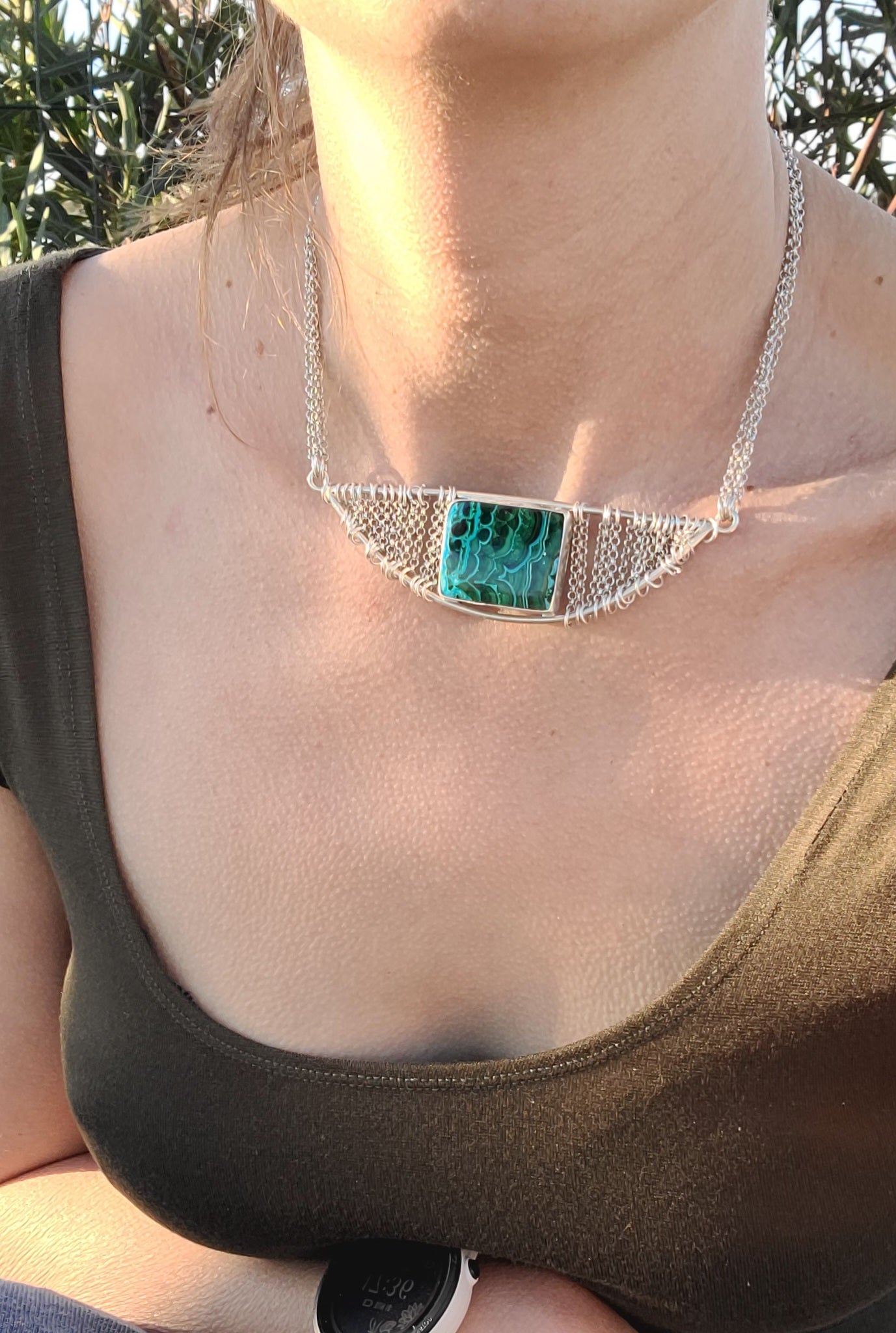Collier Brume et sa Chrysocolle à Malachite