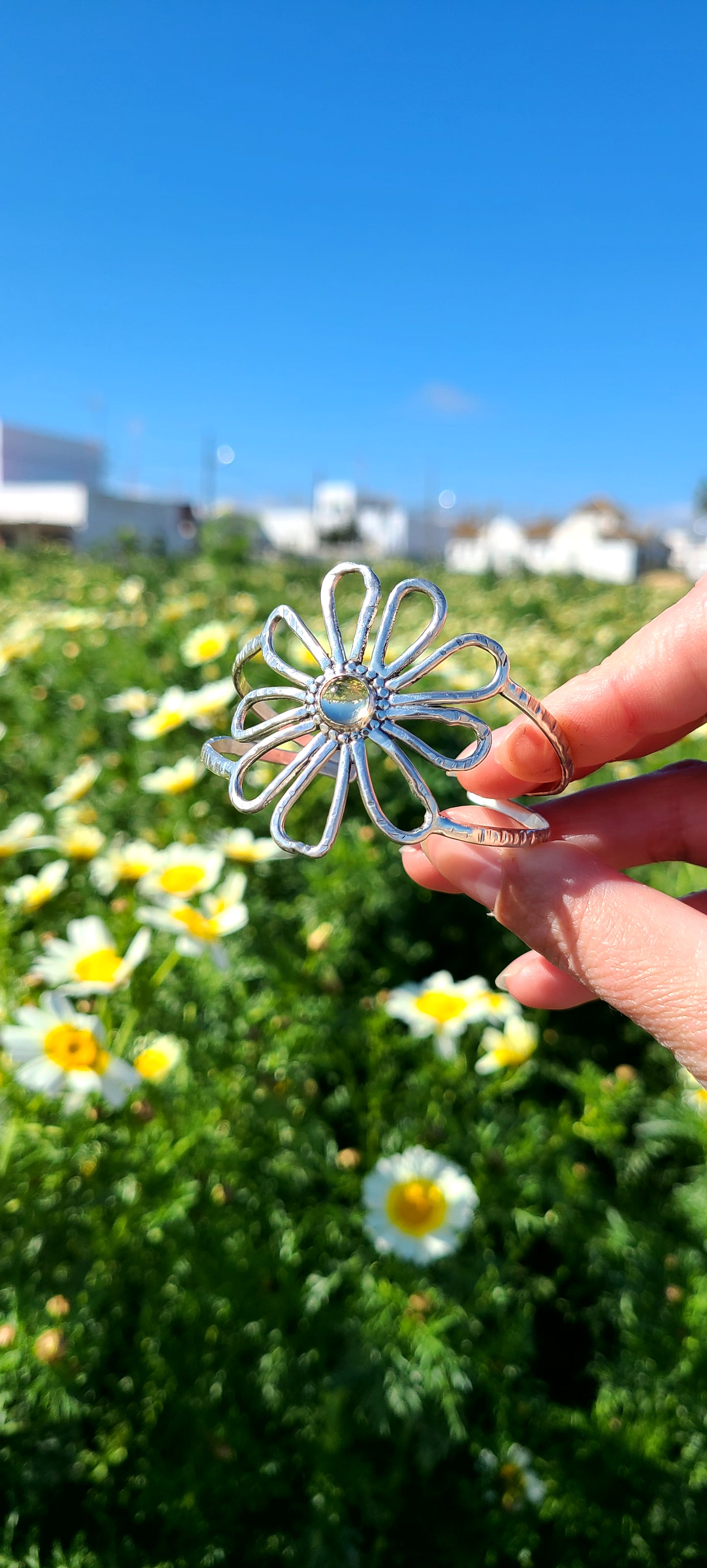 Flower Power- Jonc sertie d'une Citrine