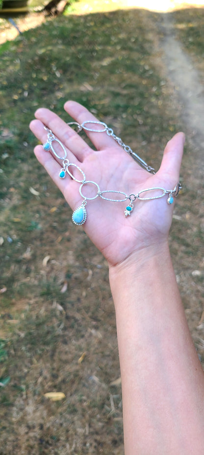 Collier Myosotis larimar et Turquoise