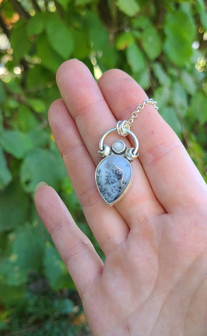 Collier Cycle de lune Agate Dentritique