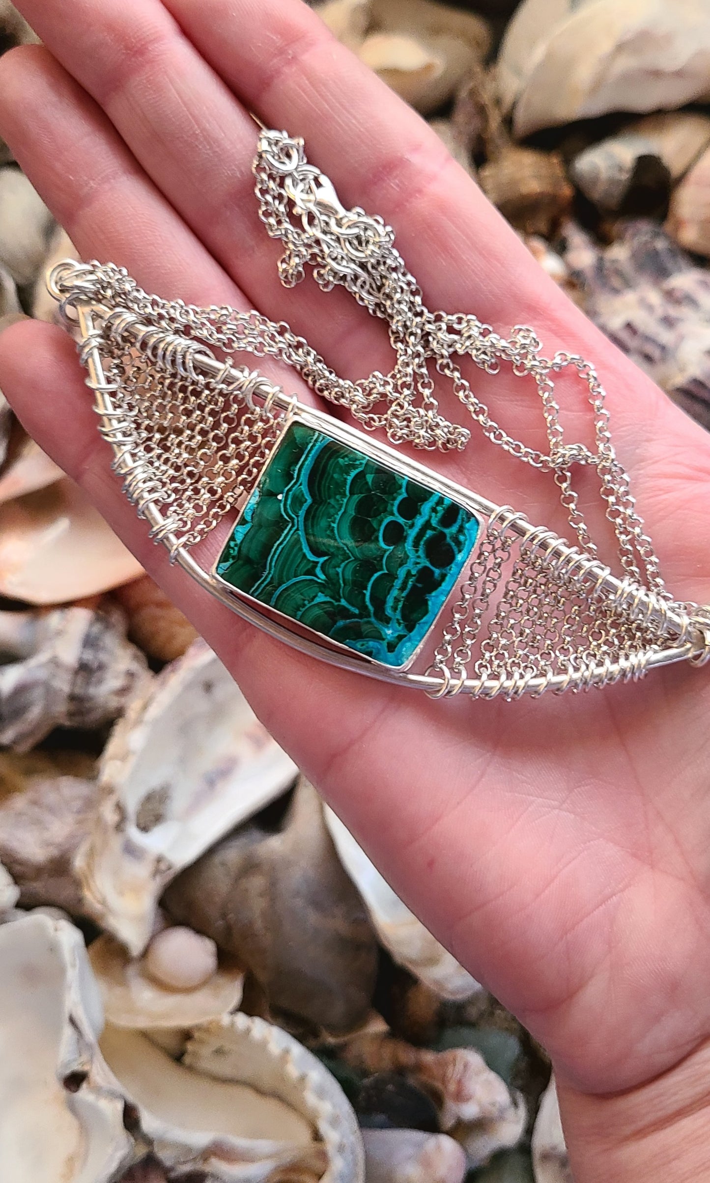 Collier Brume et sa Chrysocolle à Malachite
