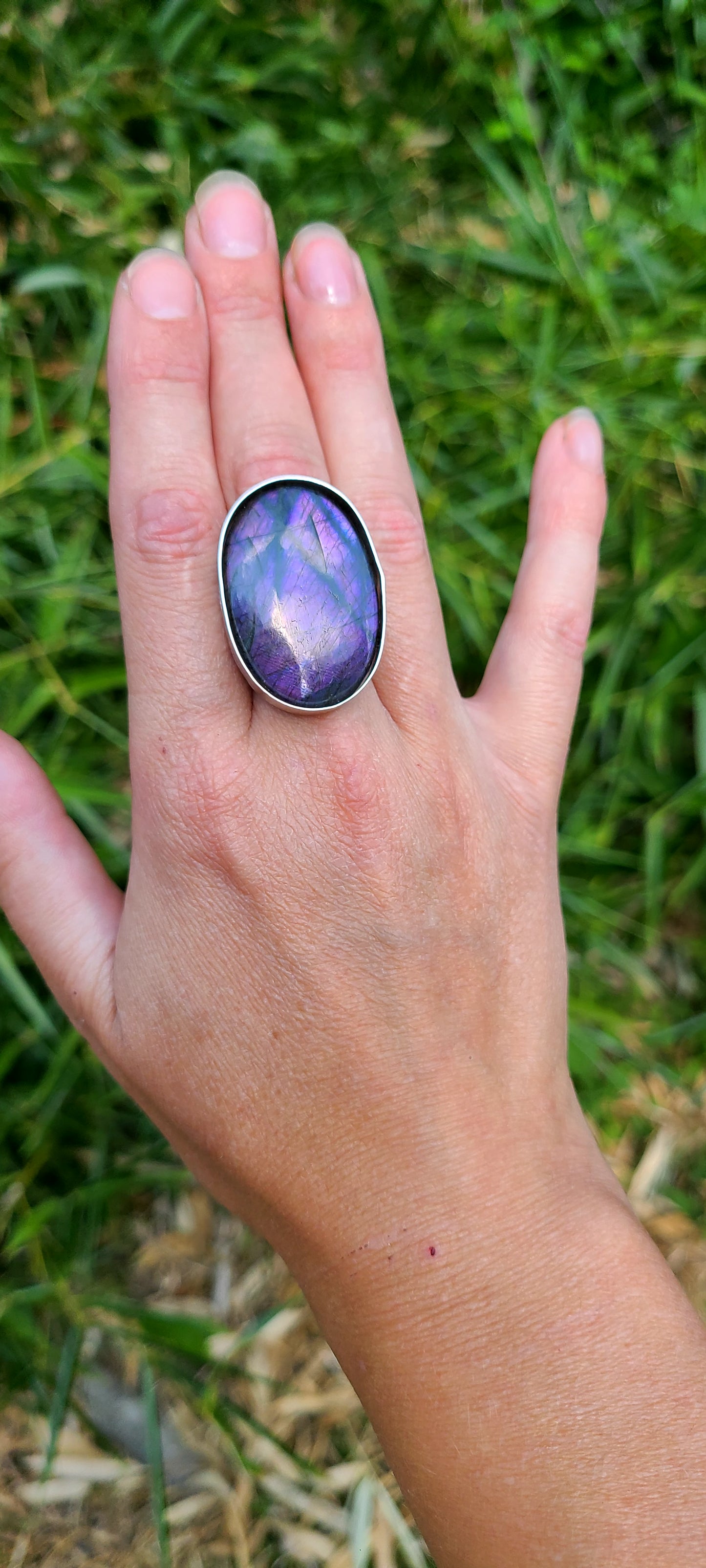 Bague Passiflore et sa labradorite