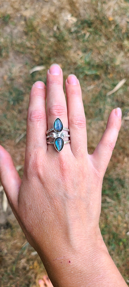 Bague Bleuet et ses labradorites