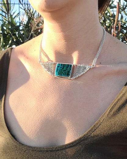 Collier Brume et sa Chrysocolle à Malachite