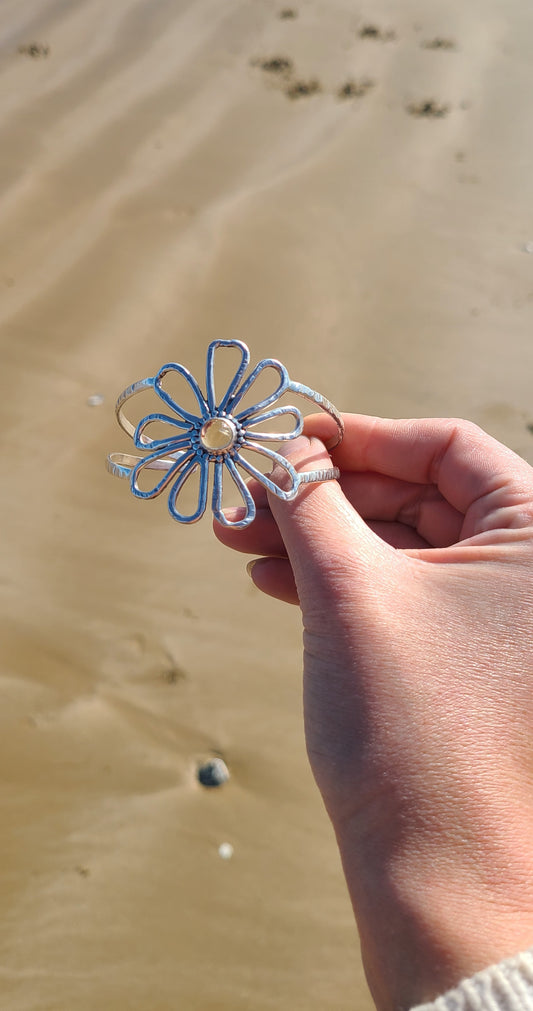 Flower Power- Jonc sertie d'une Citrine