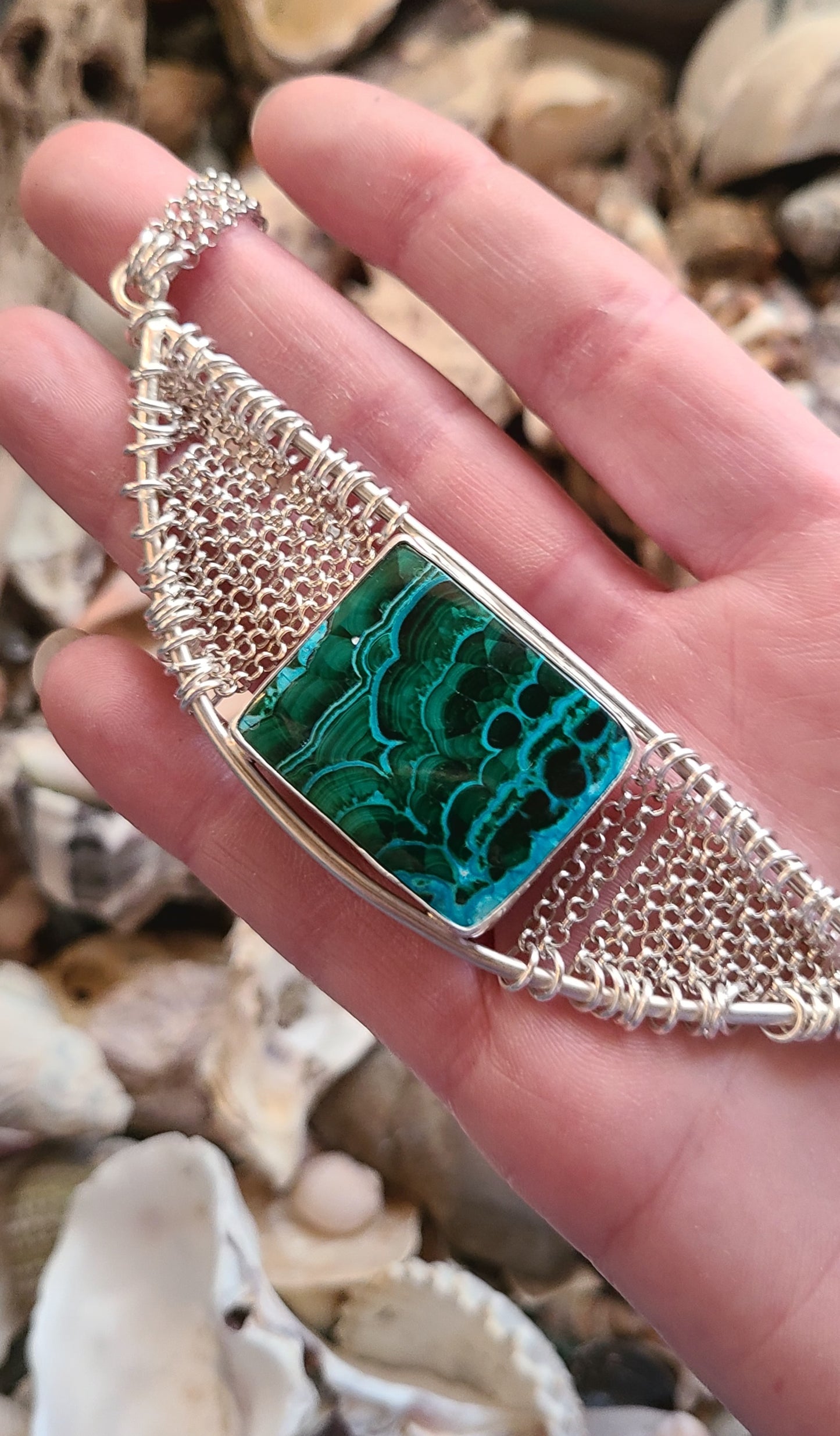 Collier Brume et sa Chrysocolle à Malachite