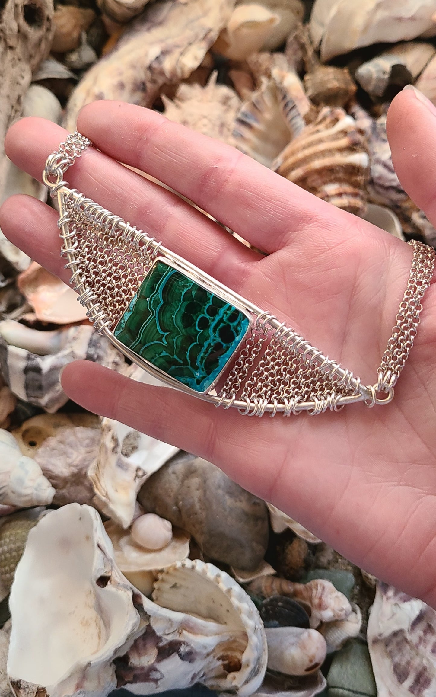 Collier Brume et sa Chrysocolle à Malachite