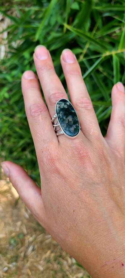 Bague Zinnia et son Agate Mousse
