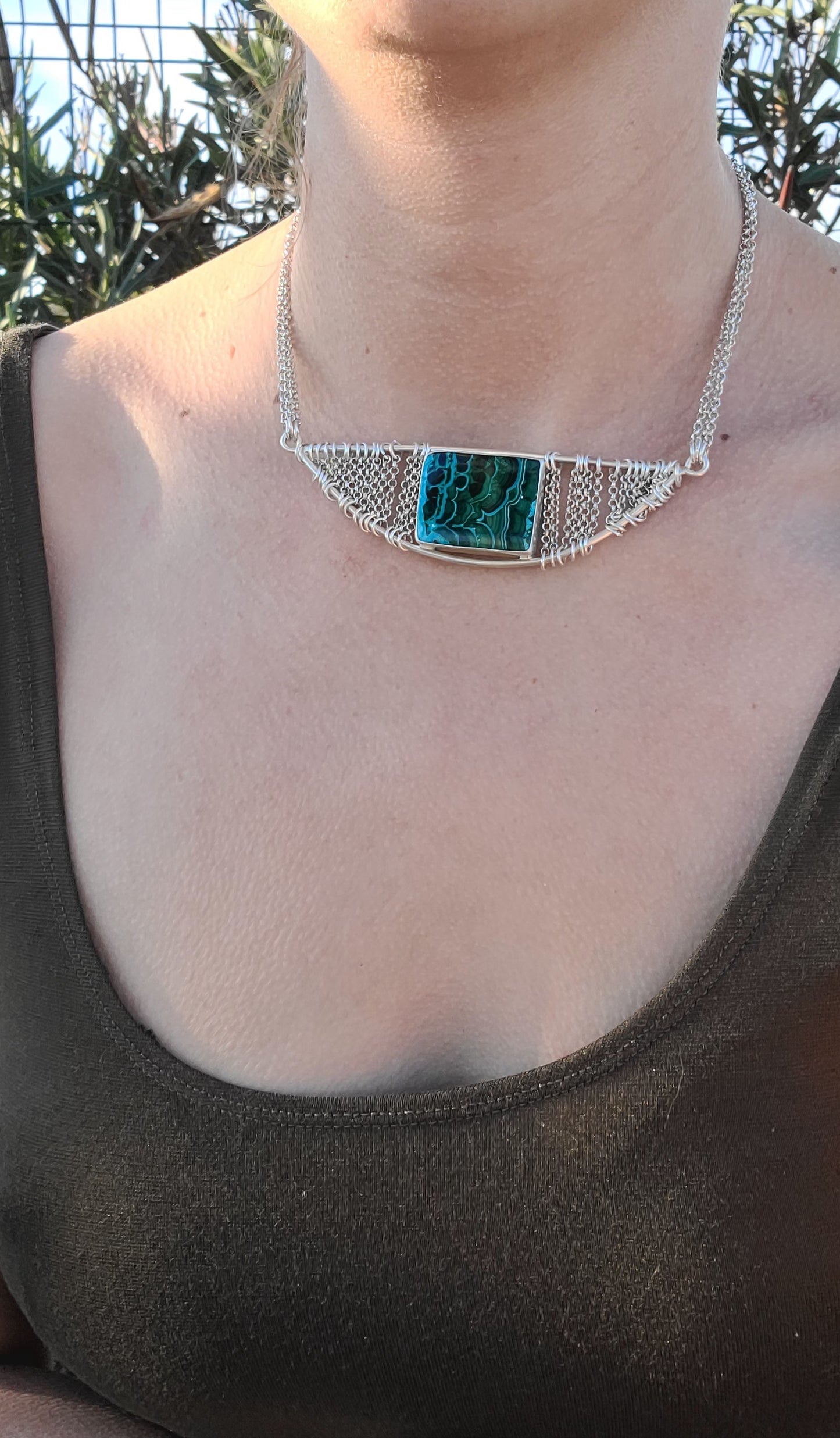 Collier Brume et sa Chrysocolle à Malachite