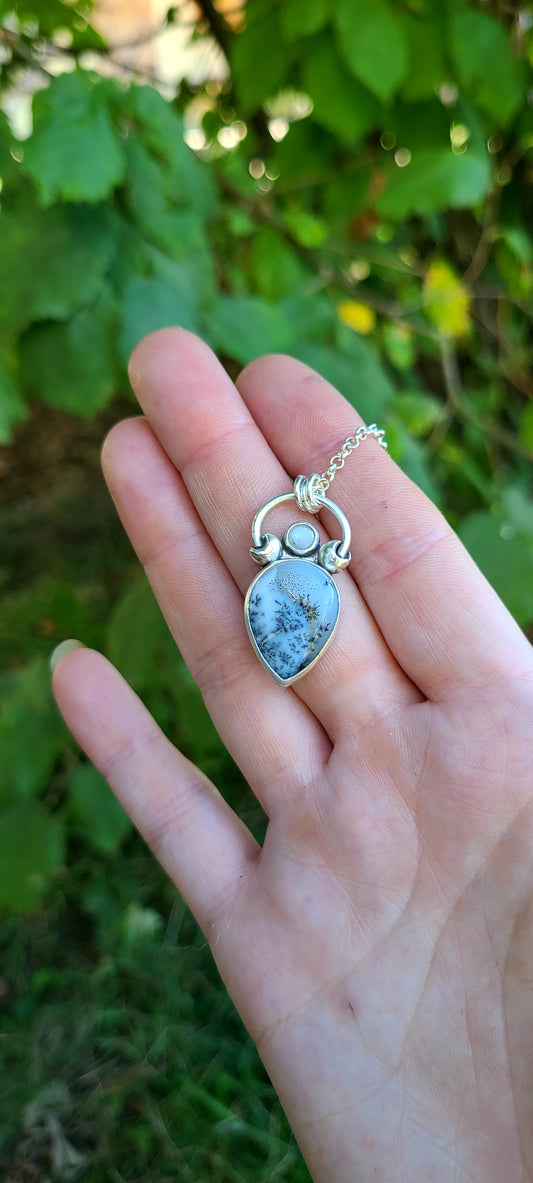 Collier Cycle de lune Agate Dentritique
